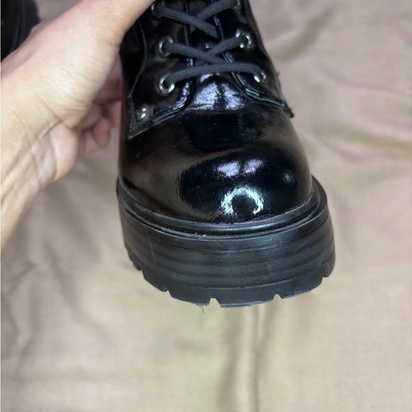 Black GBG Faux Leather Chunky Heel Boots - Picture 12 of 16